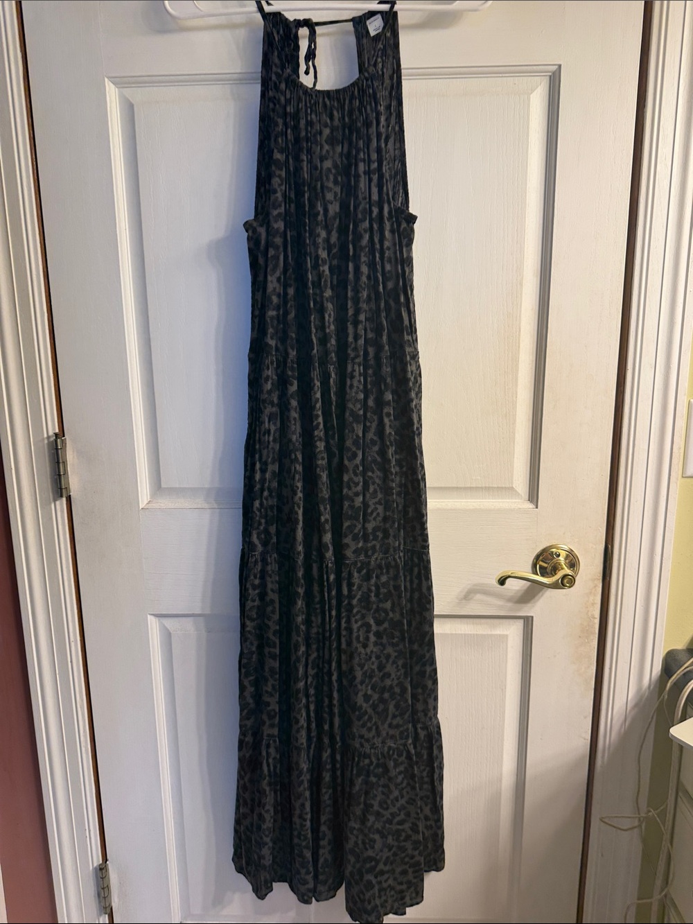 Old Navy Black Animal Print Halter Maxi Dress